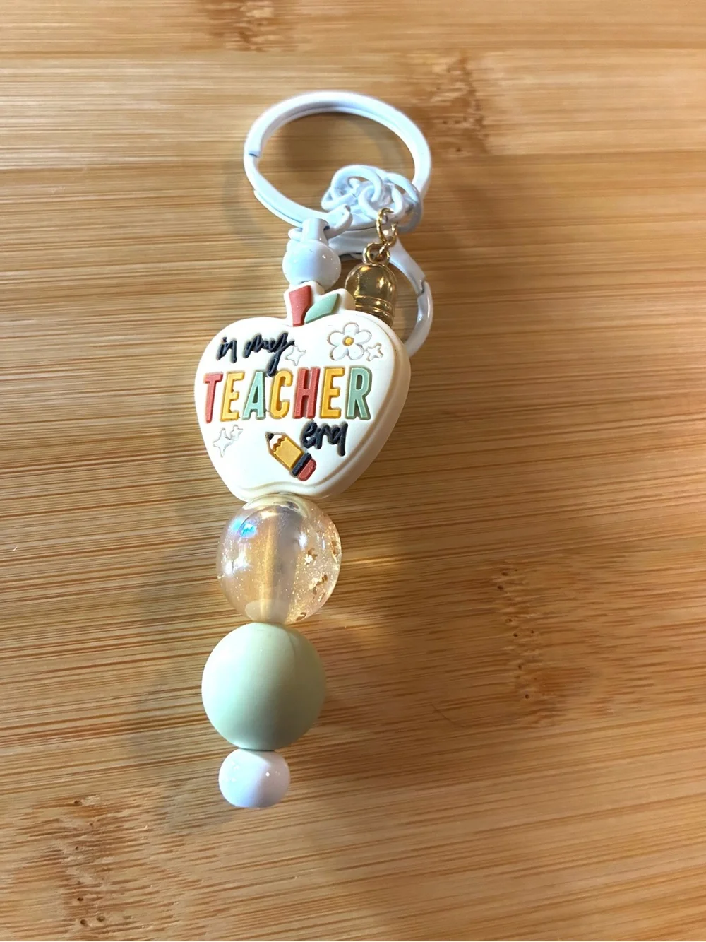 In My Teacher Era Beaded Keychain